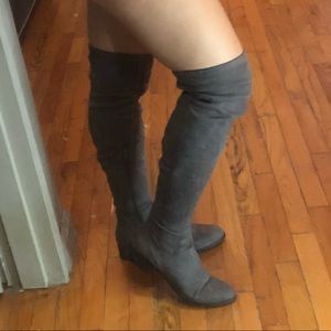 Suede thigh high boots